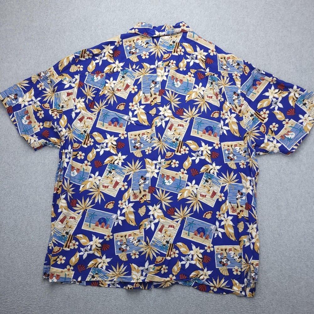 Disney Store Shirt Mens Large Blue Hawaiian Mickey Minnie Short Sleeve Button Up - Picture 5 of 10